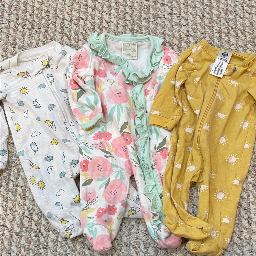 Floral and Sun Print Kids One Pieces Set